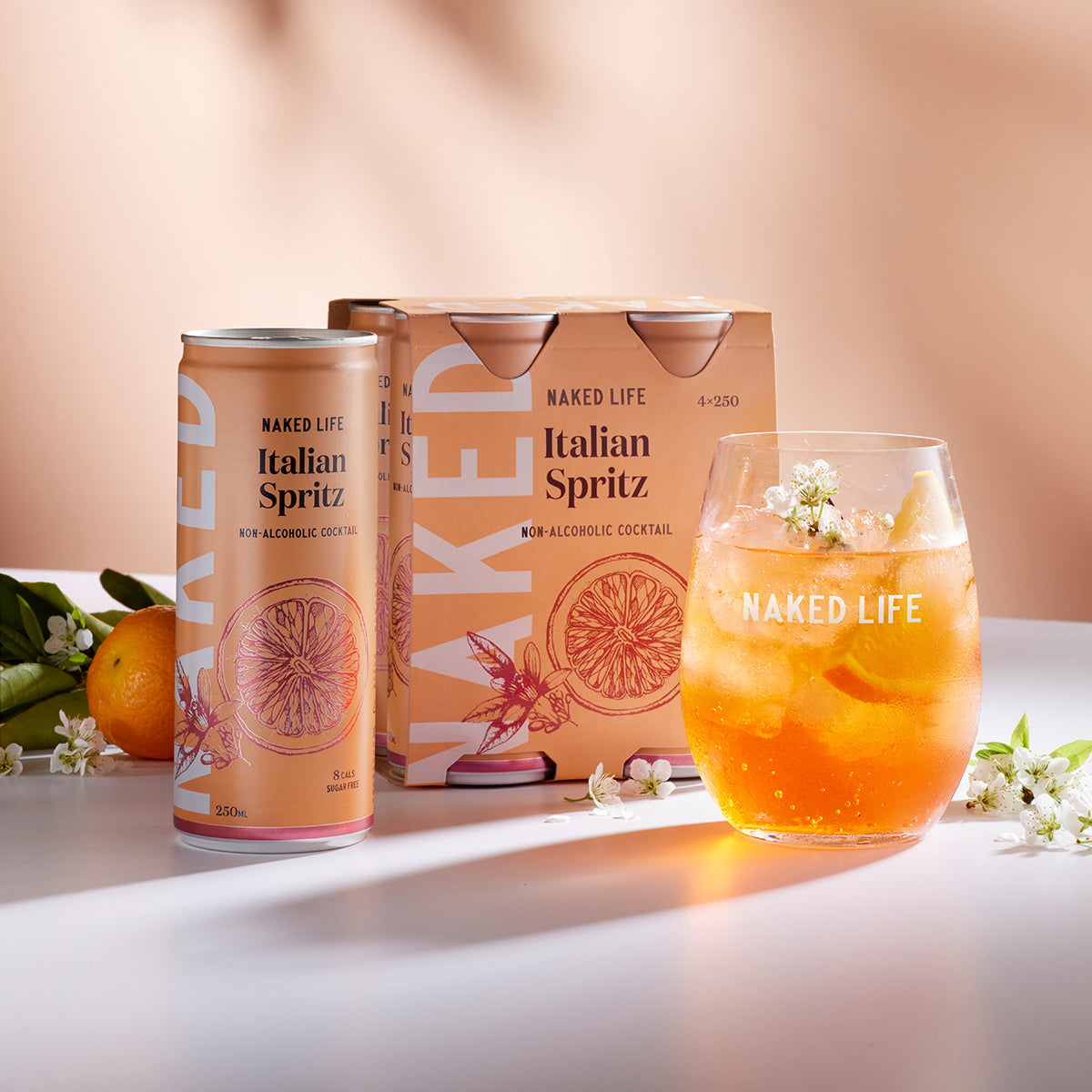 Naked Life Non-Alcoholic Cocktail Italian Spritz - 4 Pack x 250ml Cans