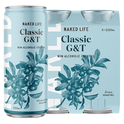 Naked Life Non-Alcoholic Cocktail Classic G&T - 6 x 4 x 250ml Cans