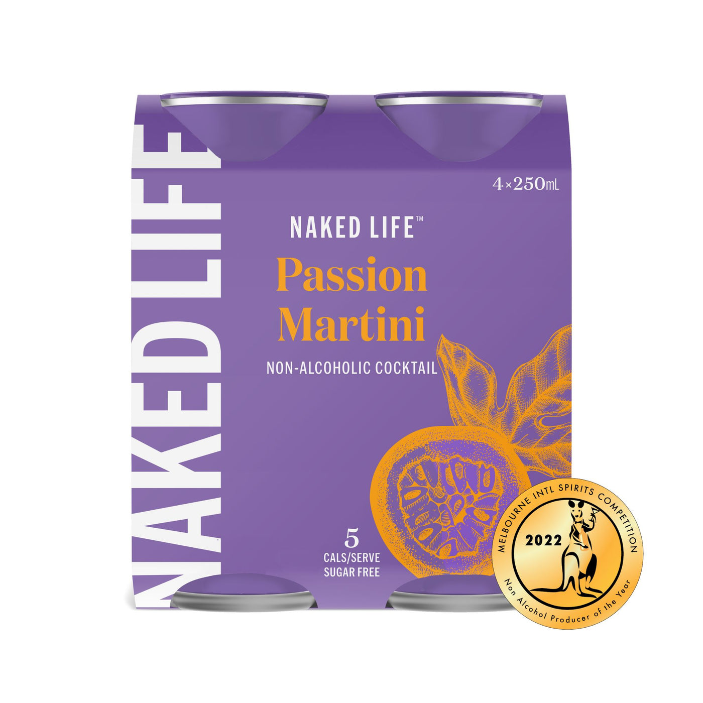 Naked Life Non-Alcoholic Cocktail Passion Martini - 4 Pack x 250ml Cans