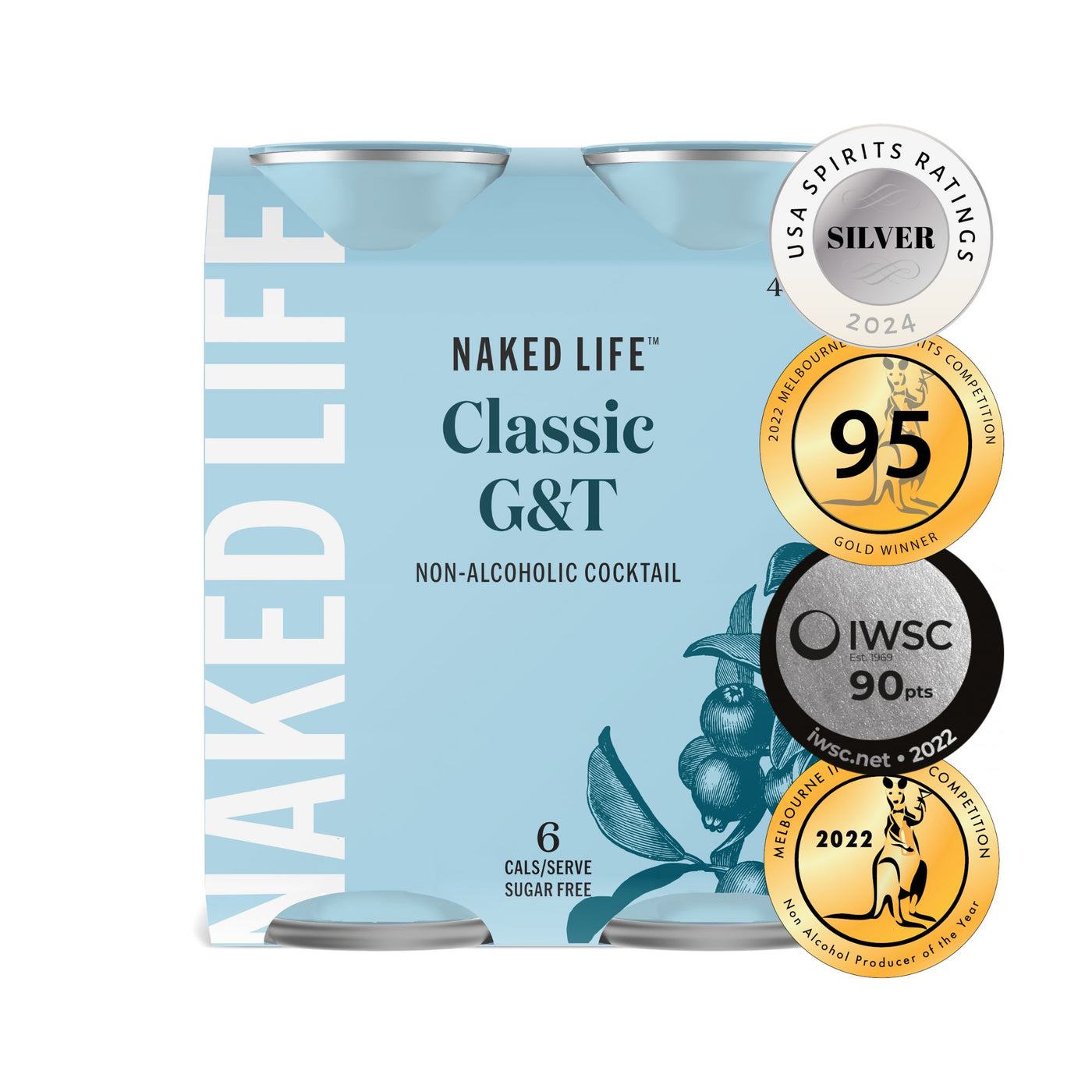 Naked Life Non-Alcoholic Cocktail Classic G&T - 4 Pack x 250ml Cans