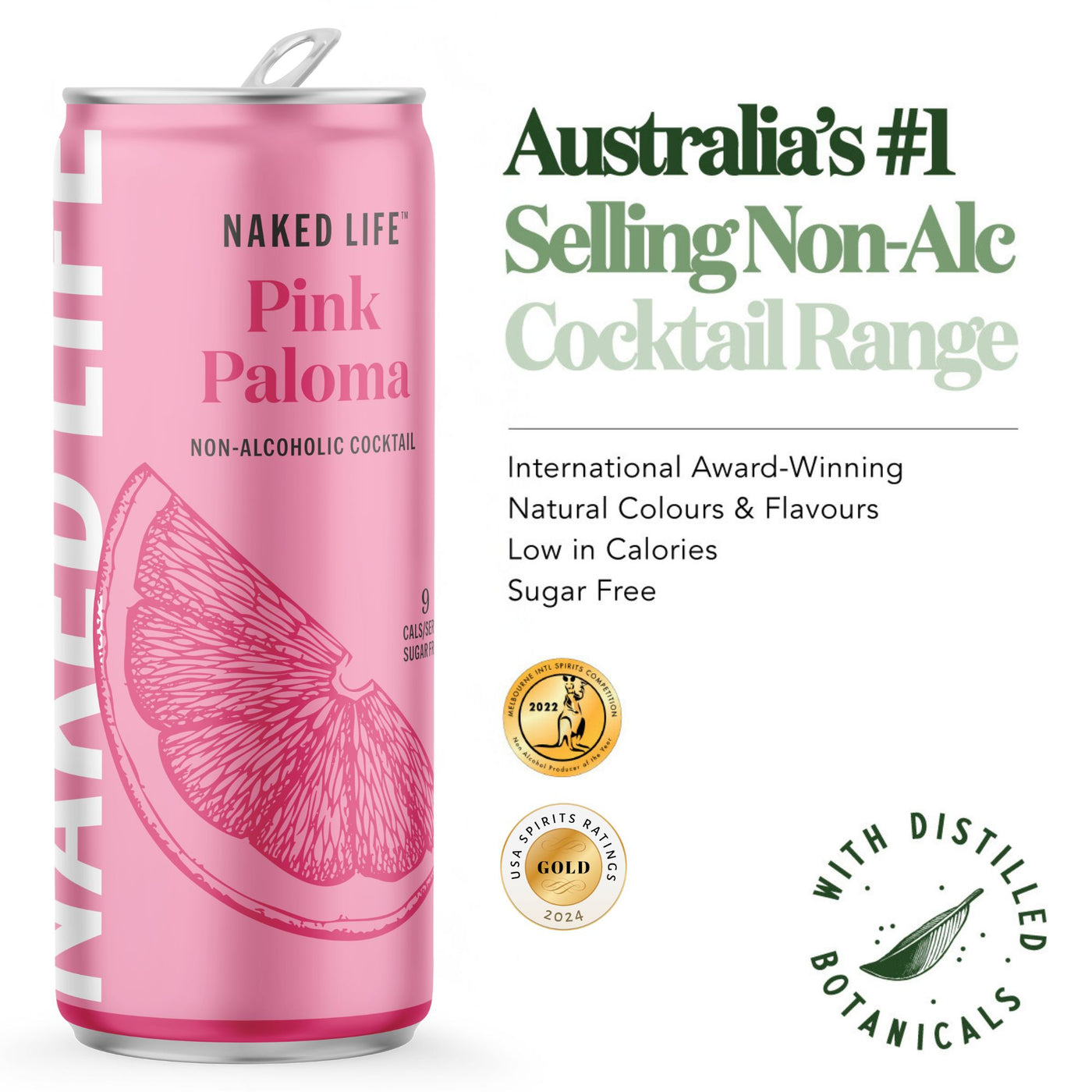 Naked Life Non-Alcoholic Cocktail Pink Paloma - 24 x 250ml Cans
