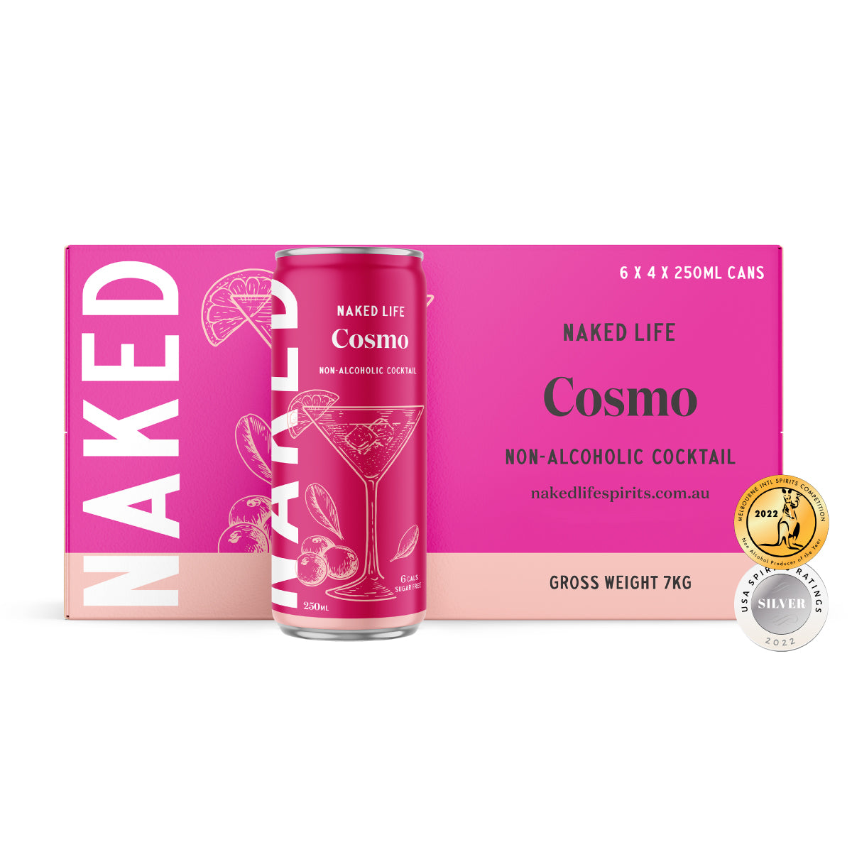 Naked Life Non-Alcoholic Cocktail Cosmo - 6 x 4 x 250ml Cans