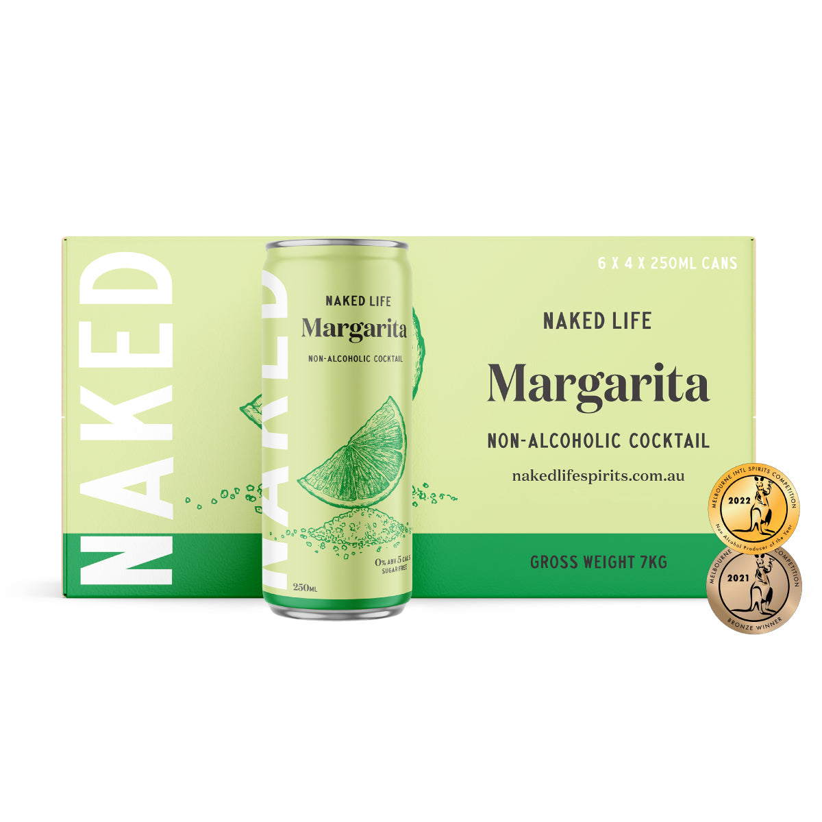 Naked Life Non-Alcoholic Cocktail Margarita - 6 x 4 x 250ml Cans