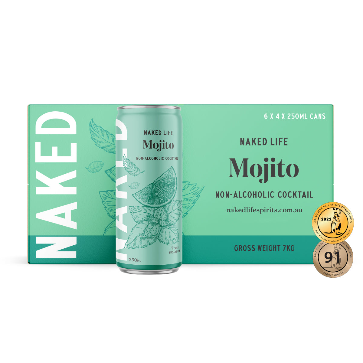 Naked Life Non-Alcoholic Cocktail Mojito - 6 x 4 x 250ml Cans