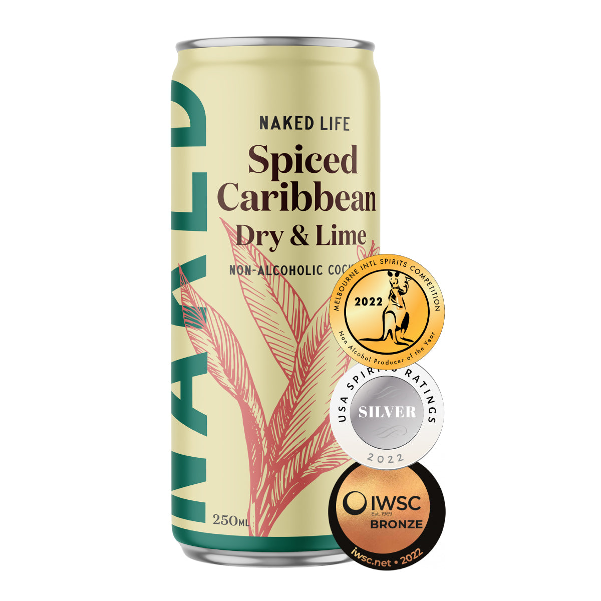 Naked Life Non-Alcoholic Cocktail Spiced Caribbean, Dry & Lime - 6 x 4 x 250ml Cans