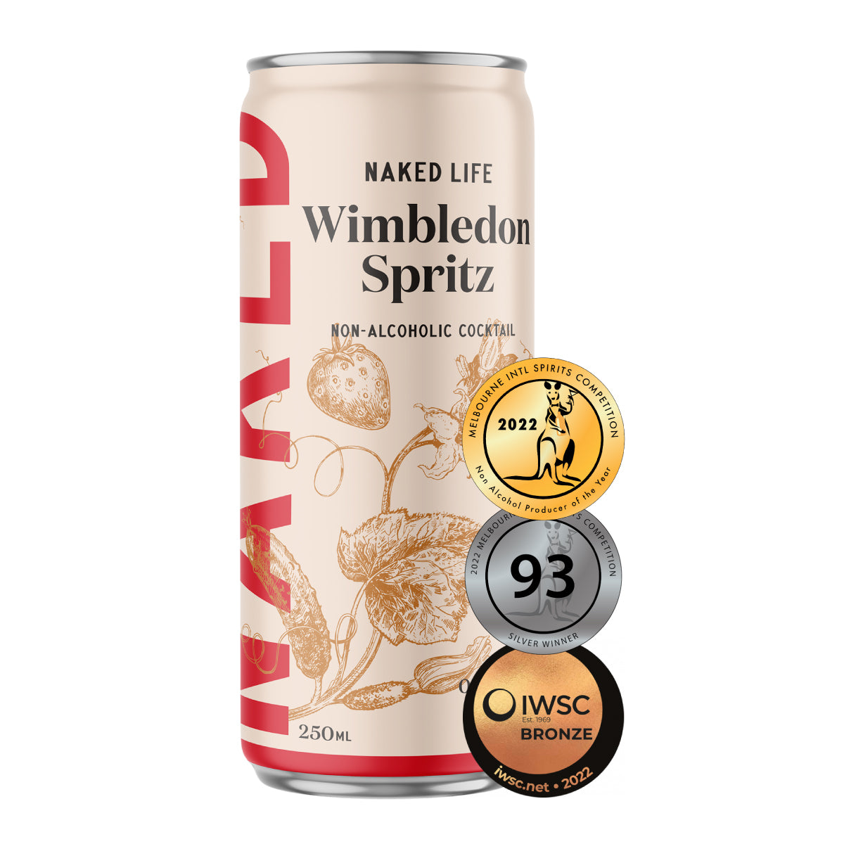 Naked Life Non-Alcoholic Cocktail Wimbledon Spritz - 6 x 4 x 250ml Cans