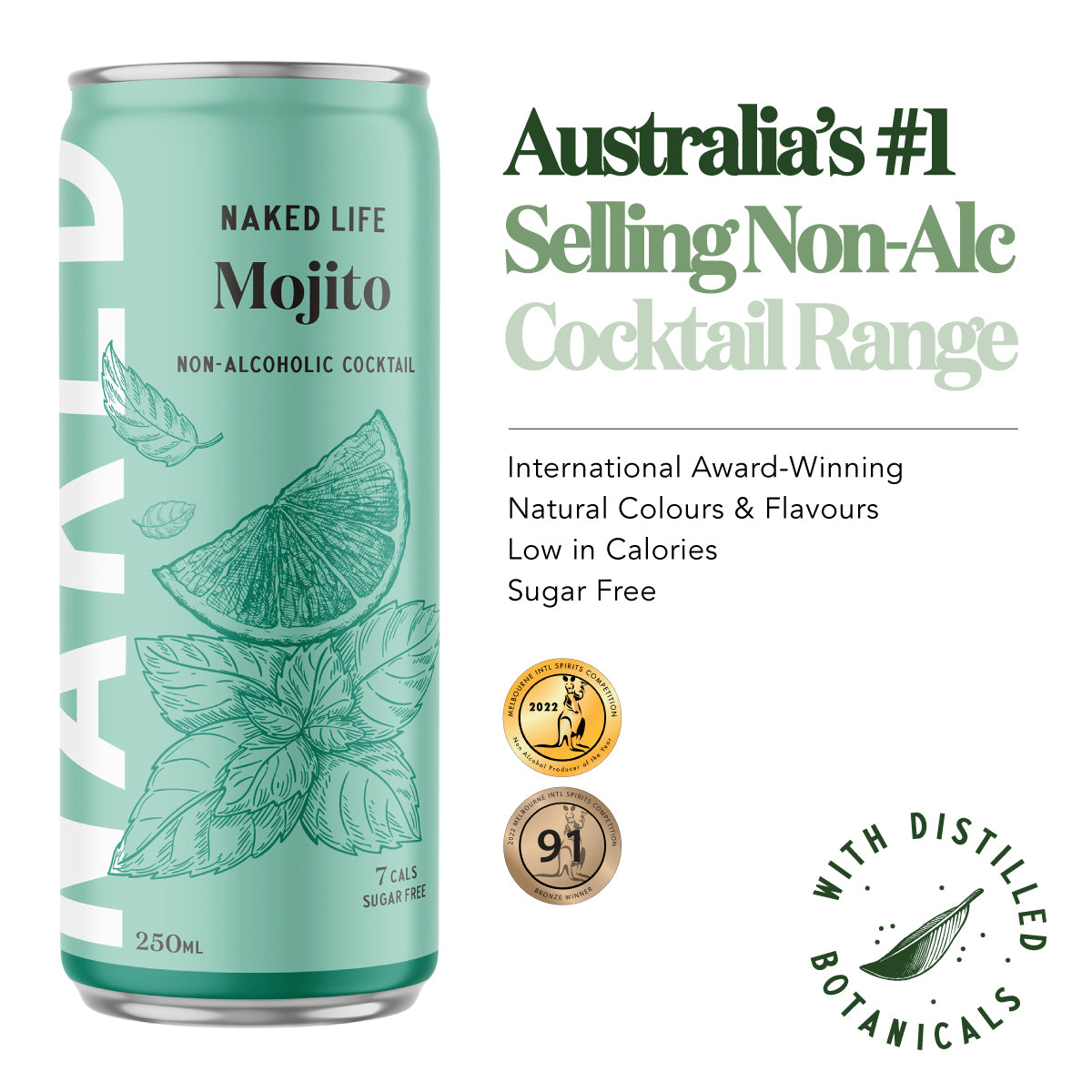 Naked Life Non-Alcoholic Cocktail Mojito - 4 Pack x 250ml Cans