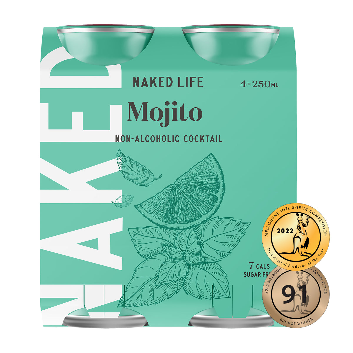 Naked Life Non-Alcoholic Cocktail Mojito - 4 Pack x 250ml Cans