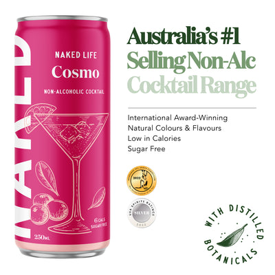 Naked Life Non-Alcoholic Cocktail Cosmo - 4 Pack x 250ml Cans