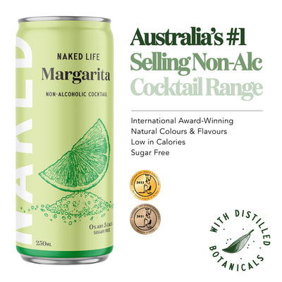 Naked Life Non-Alcoholic Cocktail Margarita - 4 Pack x 250ml Cans