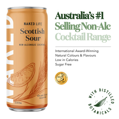 Naked Life Non-Alcoholic Cocktail Scottish Sour - 4 Pack x 250ml Cans