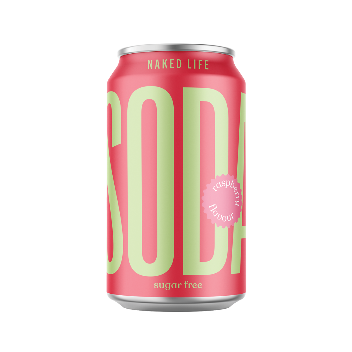Sugar Free Raspberry Soda 12 x 330ml Cans Naked Life
