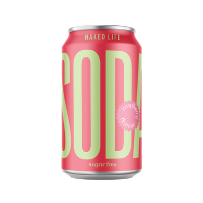 Sugar Free Raspberry Soda 12 x 330ml Cans Naked Life