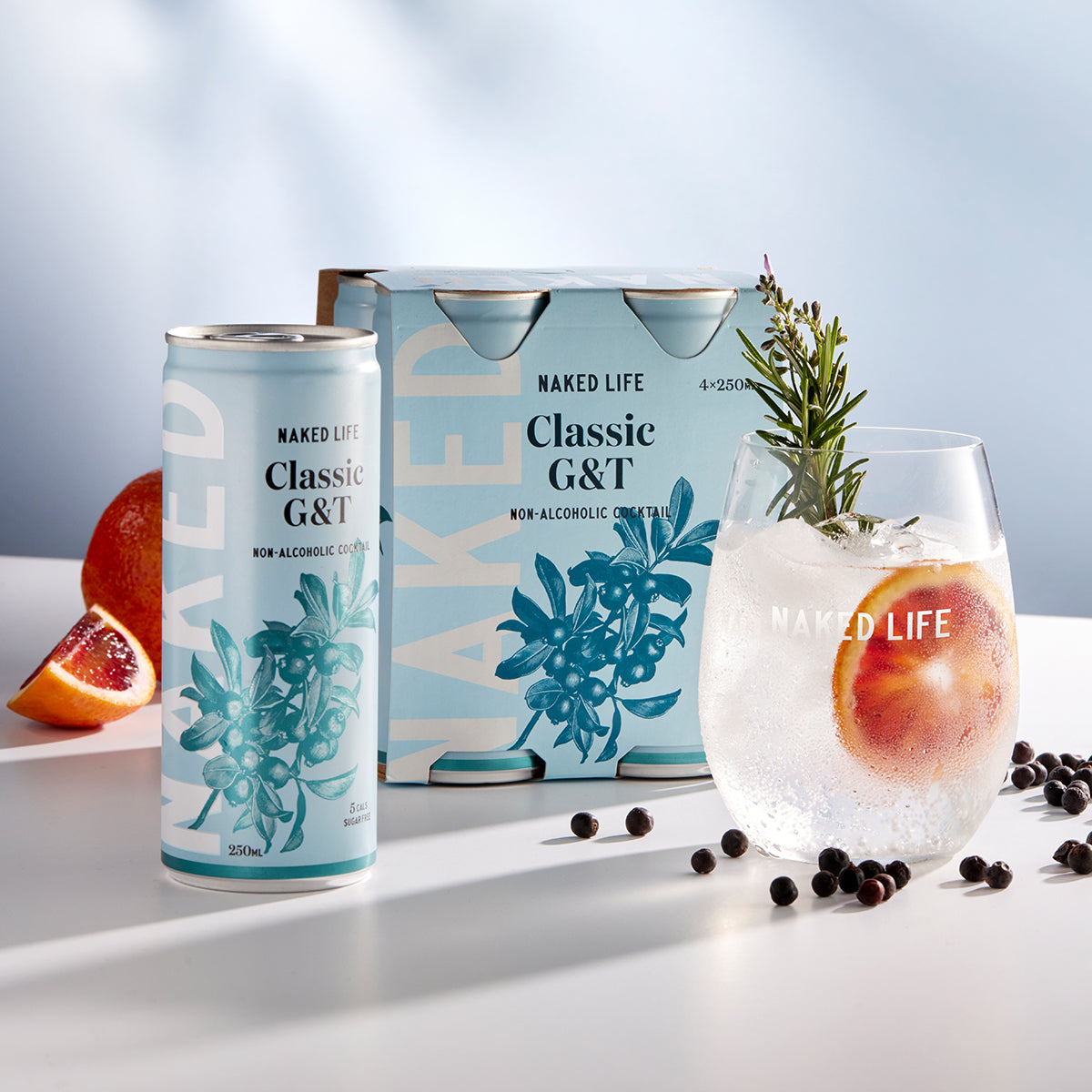 Naked Life Non-Alcoholic Cocktail Classic G&T - 4 Pack x 250ml Cans