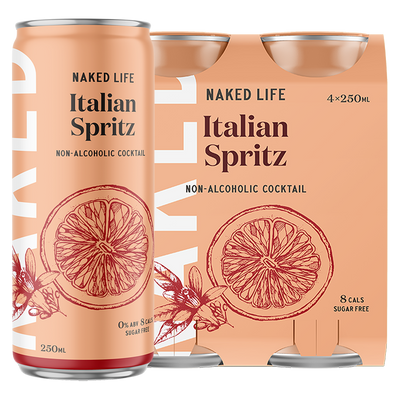 Naked Life Non-Alcoholic Cocktail Italian Spritz - 4 Pack x 250ml Cans