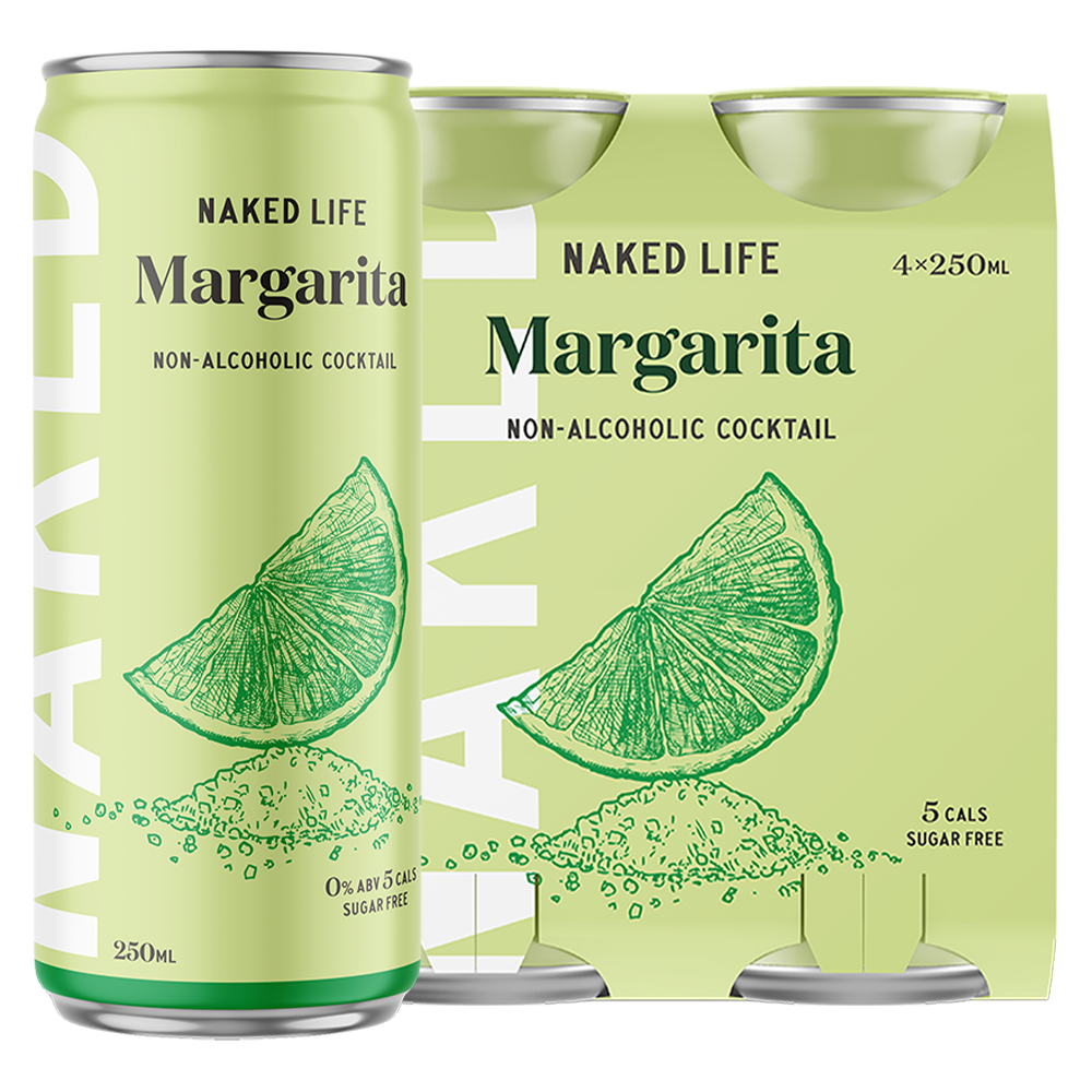 Naked Life Non-Alcoholic Cocktail Margarita - 4 Pack x 250ml Cans