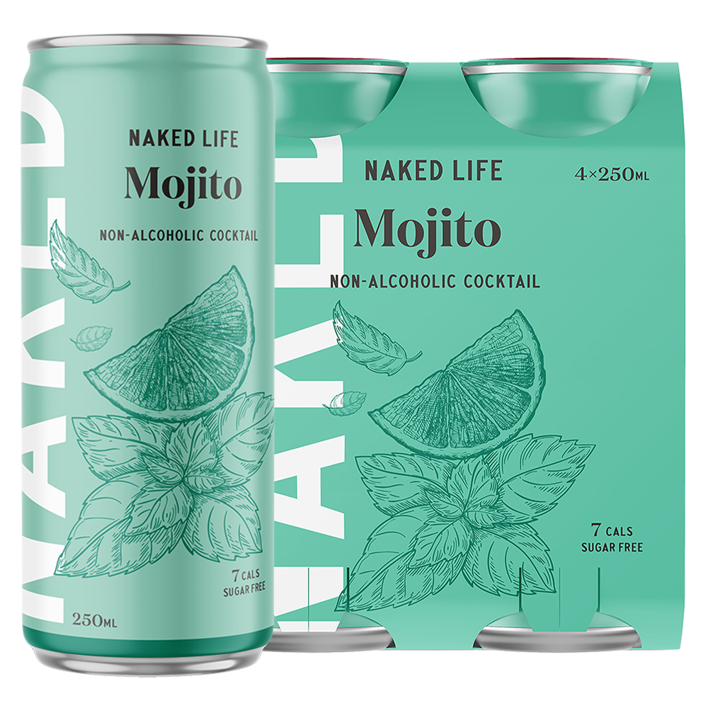 Naked Life Non-Alcoholic Cocktail Mojito - 4 Pack x 250ml Cans