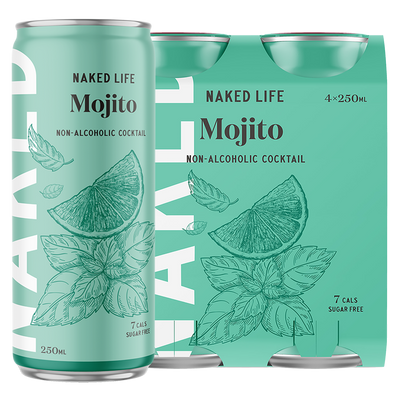 Naked Life Non-Alcoholic Cocktail Mojito - 4 Pack x 250ml Cans