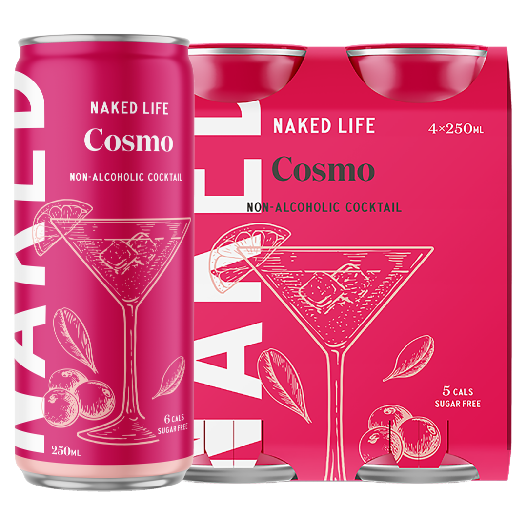 Naked Life Non-Alcoholic Cocktail Cosmo - 4 Pack x 250ml Cans
