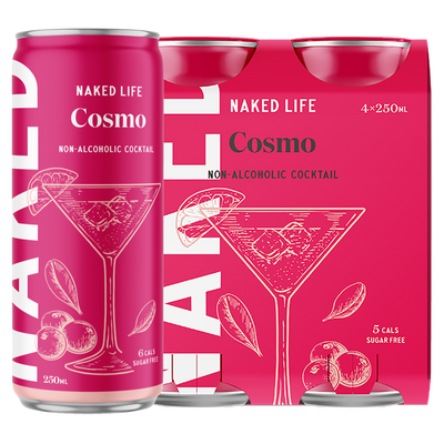 Naked Life Non-Alcoholic Cocktail Cosmo - 4 Pack x 250ml Cans