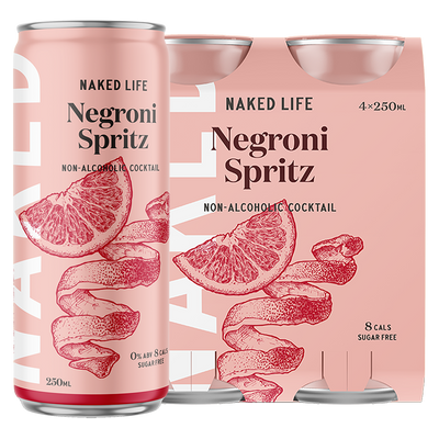 Naked Life Non-Alcoholic Cocktail Negroni Spritz - 4 Pack x 250ml Cans