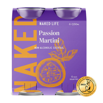 Naked Life Non-Alcoholic Cocktail Passion Martini - 4 Pack x 250ml Cans