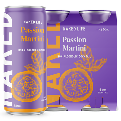 Naked Life Non-Alcoholic Cocktail Passion Martini - 4 Pack x 250ml Cans