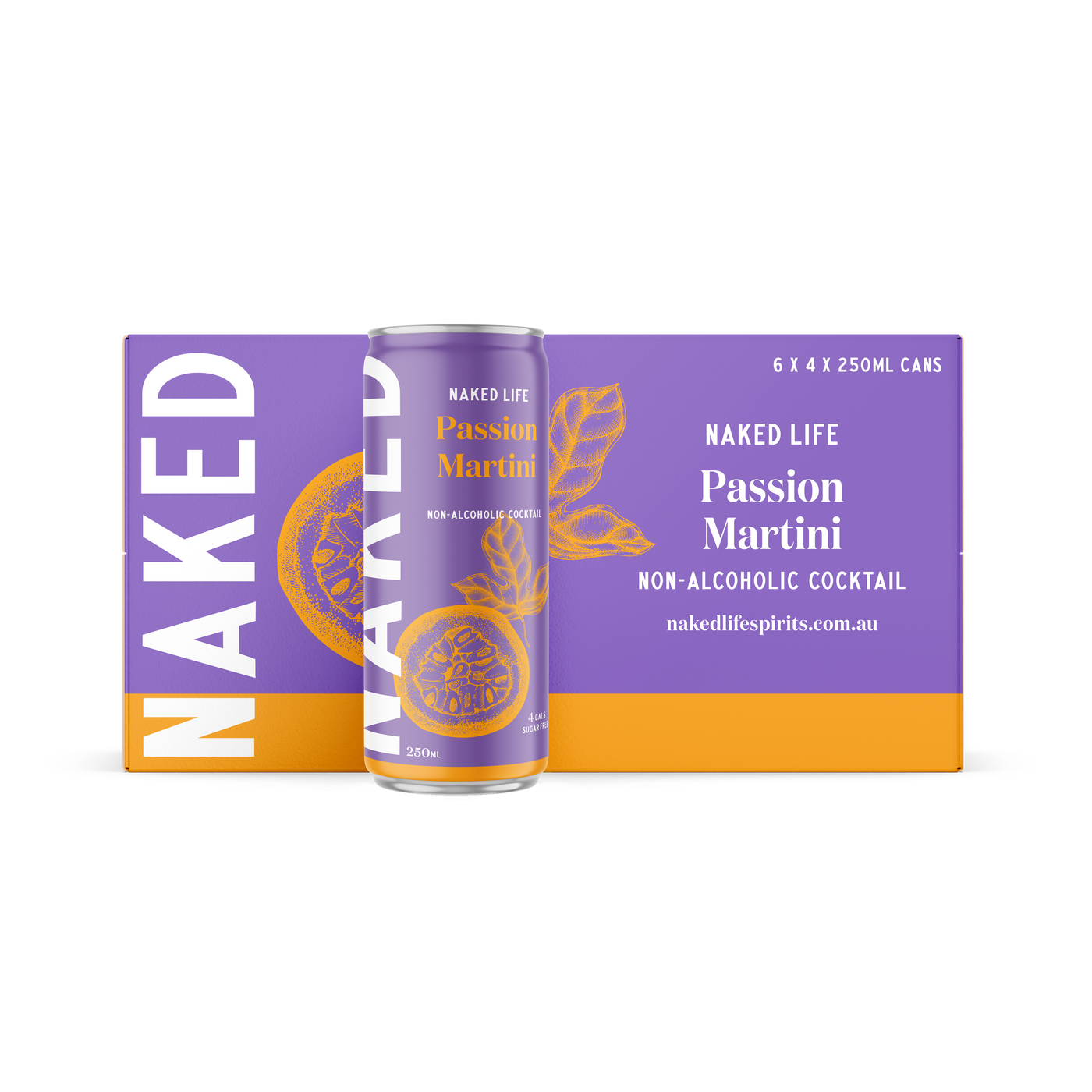 Naked Life Non-Alcoholic Cocktail Passion Martini - 6 x 4 x 250ml Cans