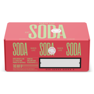 Sugar Free Raspberry Soda 12 x 330ml Cans Naked Life