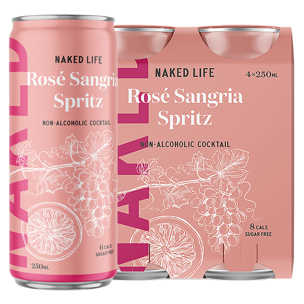 Naked Life Non-Alcoholic Cocktail Rosé Sangria Spritz - 4 Pack x 250ml Cans