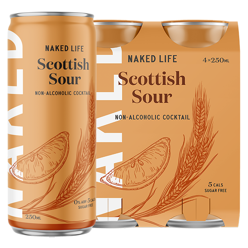 Naked Life Non-Alcoholic Cocktail Scottish Sour - 4 Pack x 250ml Cans