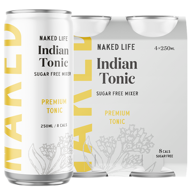 Naked Life Premium Sugar-Free Indian Tonic - 4 Pack x 250ml Cans