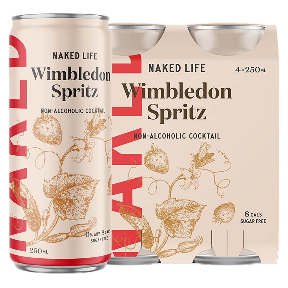 Naked Life Non-Alcoholic Cocktail Wimbledon Spritz - 4 Pack x 250ml Cans