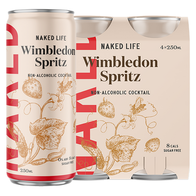 Naked Life Non-Alcoholic Cocktail Wimbledon Spritz - 4 Pack x 250ml Cans