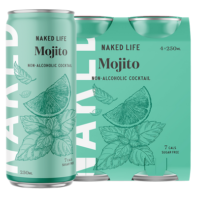 Naked Life Non-Alcoholic Cocktail Mojito - 6 x 4 x 250ml Cans